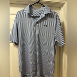 Under Armour Men's Navy and White Thin-Striped Polo